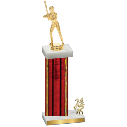 Accented Single Red Glacier Year Softball Trophy