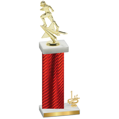 Accented Single Red Carbon Fiber First Place Football Trophy