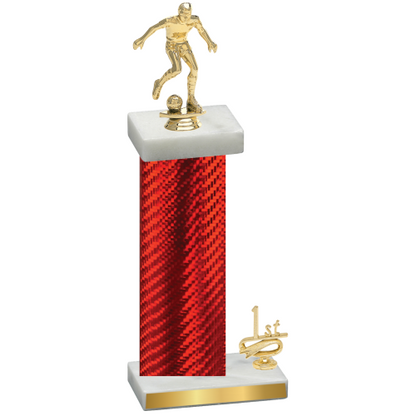 Accented Single Red Carbon Fiber First Place Soccer Trophy