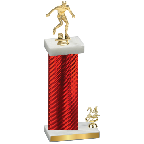 Accented Single Red Carbon Fiber Year Soccer Trophy