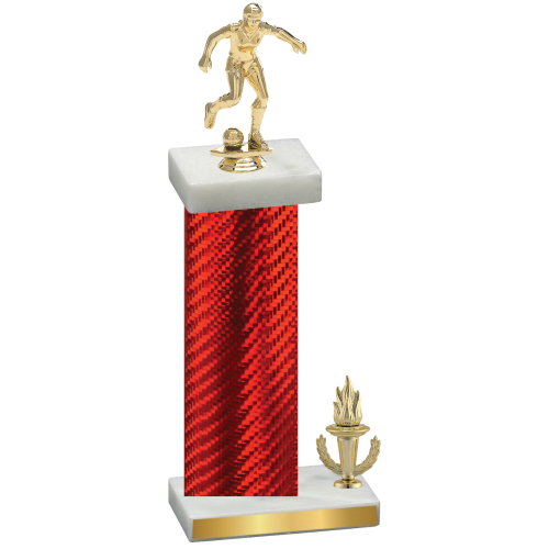 Accented Single Red Carbon Fiber Victory Soccer Trophy