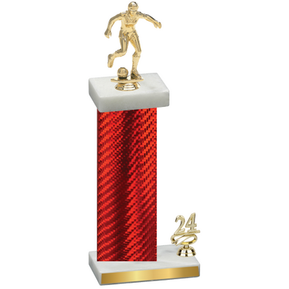 Accented Single Red Carbon Fiber Year Soccer Trophy