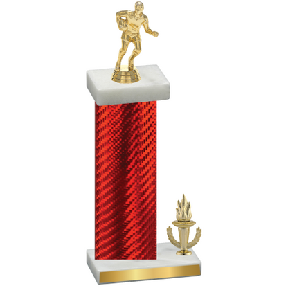 Accented Single Red Carbon Fiber Victory Rugby Trophy