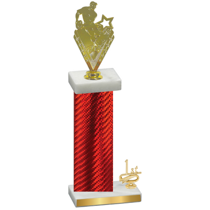 Accented Single Red Carbon Fiber First Place Rugby Trophy