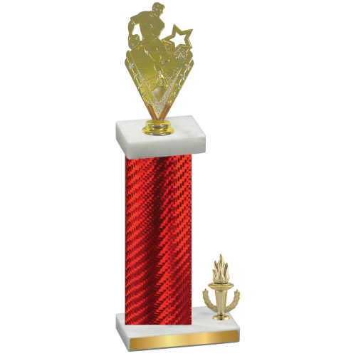 Accented Single Red Carbon Fiber Victory Rugby Trophy