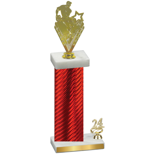 Accented Single Red Carbon Fiber Year Rugby Trophy