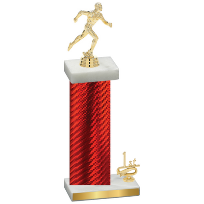 Accented Single Red Carbon Fiber First Place Running Trophy