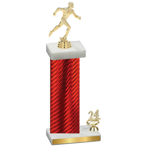 Accented Single Red Carbon Fiber Year Running Trophy