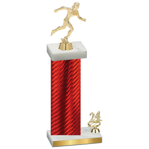 Accented Single Red Carbon Fiber Year Running Trophy