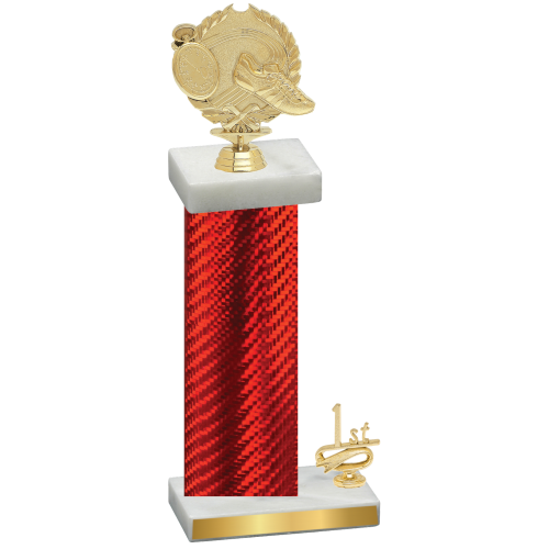 Accented Single Red Carbon Fiber First Place Running Trophy