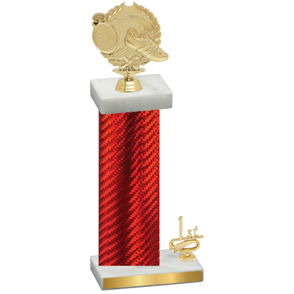 Accented Single Red Carbon Fiber First Place Running Trophy