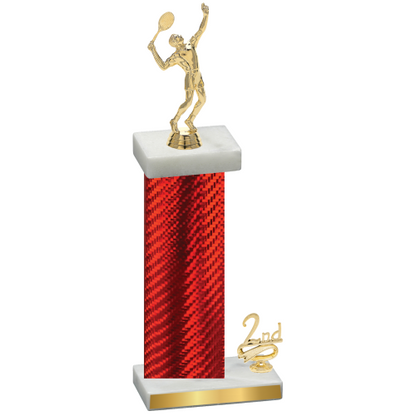 Accented Single Red Carbon Fiber Second Place Tennis Trophy