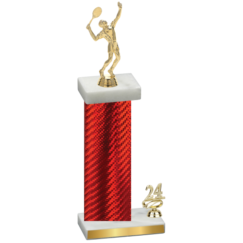 Accented Single Red Carbon Fiber Year Tennis Trophy