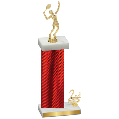 Accented Single Red Carbon Fiber Second Place Tennis Trophy