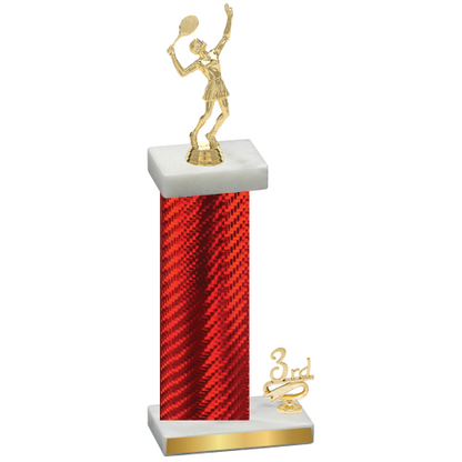 Accented Single Red Carbon Fiber Third Place Tennis Trophy