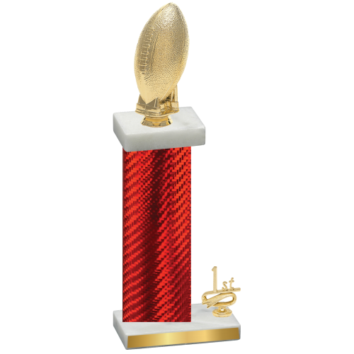 Accented Single Red Carbon Fiber First Place Football Trophy