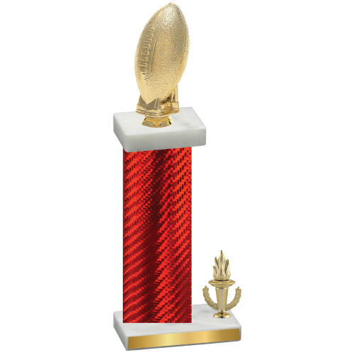 Accented Single Red Carbon Fiber Victory Football Trophy