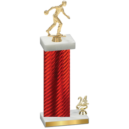 Accented Single Red Carbon Fiber Year Bowling Trophy