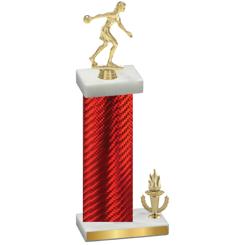 Accented Single Red Carbon Fiber Victory Bowling Trophy