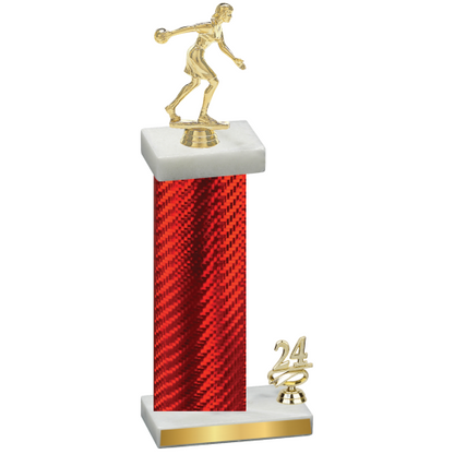 Accented Single Red Carbon Fiber Year Bowling Trophy