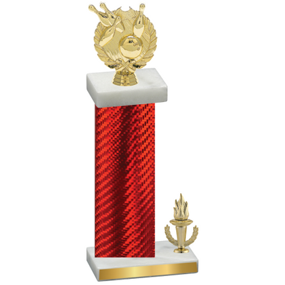 Accented Single Red Carbon Fiber Victory Bowling Trophy