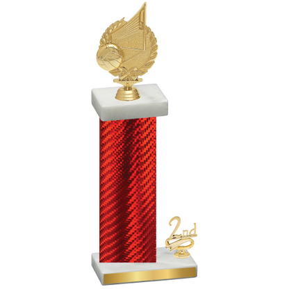 Accented Single Red Carbon Fiber Second Place Volleyball Trophy