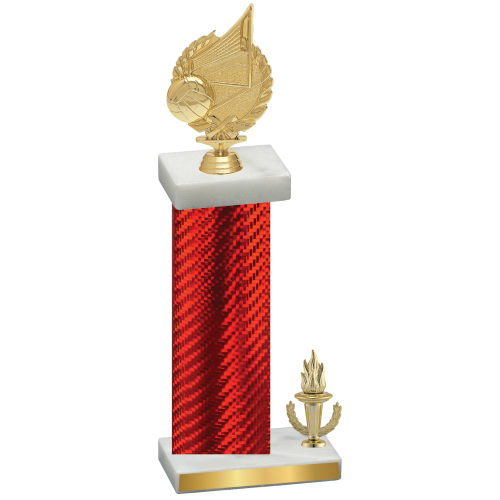 Accented Single Red Carbon Fiber Victory Volleyball Trophy