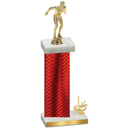 Accented Single Red Carbon Fiber First Place Swimming Trophy