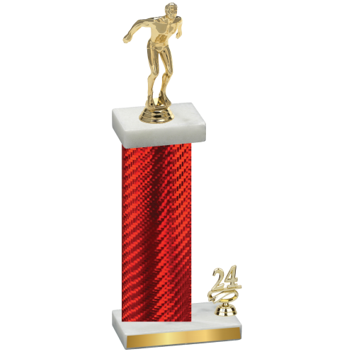 Accented Single Red Carbon Fiber Year Swimming Trophy