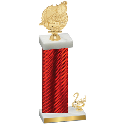 Accented Single Red Carbon Fiber Second Place Swimming Trophy