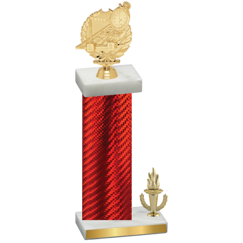 Accented Single Red Carbon Fiber Victory Swimming Trophy