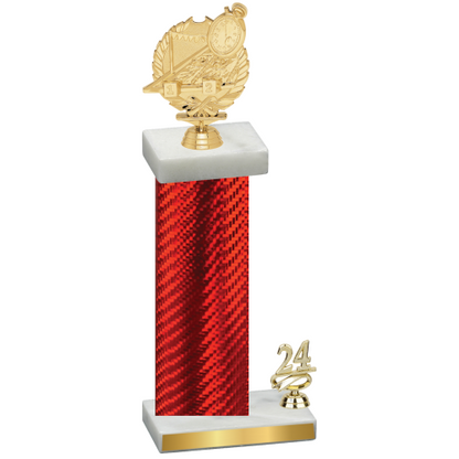 Accented Single Red Carbon Fiber Year Swimming Trophy