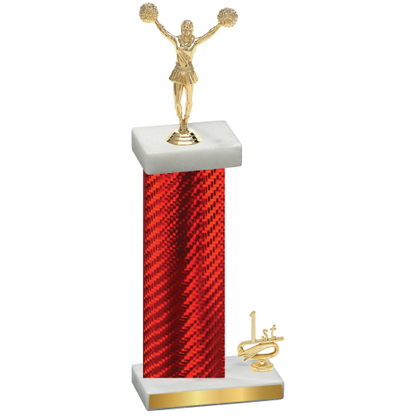 Accented Single Red Carbon Fiber First Place Cheerleading Trophy
