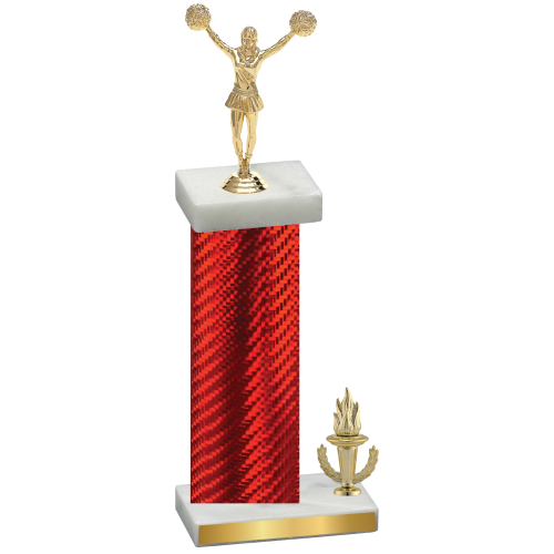 Accented Single Red Carbon Fiber Victory Cheerleading Trophy