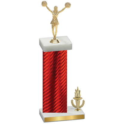 Accented Single Red Carbon Fiber Victory Cheerleading Trophy