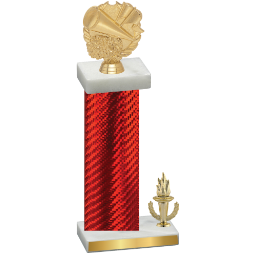 Accented Single Red Carbon Fiber Victory Cheerleading Trophy