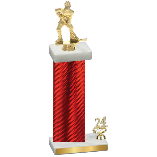 Accented Single Red Carbon Fiber Year Hockey Trophy