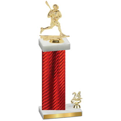 Accented Single Red Carbon Fiber Year Lacrosse Trophy