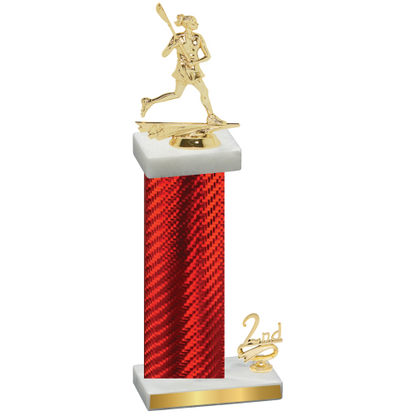 Accented Single Red Carbon Fiber Second Place Lacrosse Trophy