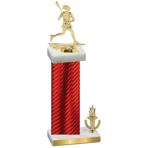 Accented Single Red Carbon Fiber Victory Lacrosse Trophy