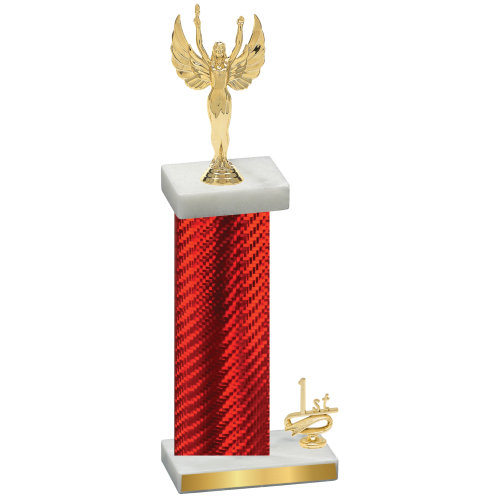 Accented Single Red Carbon Fiber First Place Victory Trophy