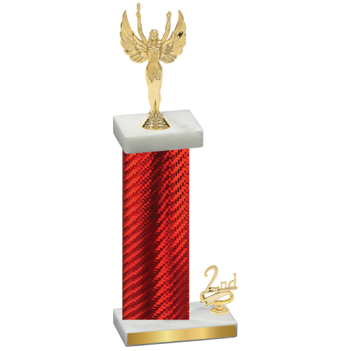 Accented Single Red Carbon Fiber Second Place Victory Trophy