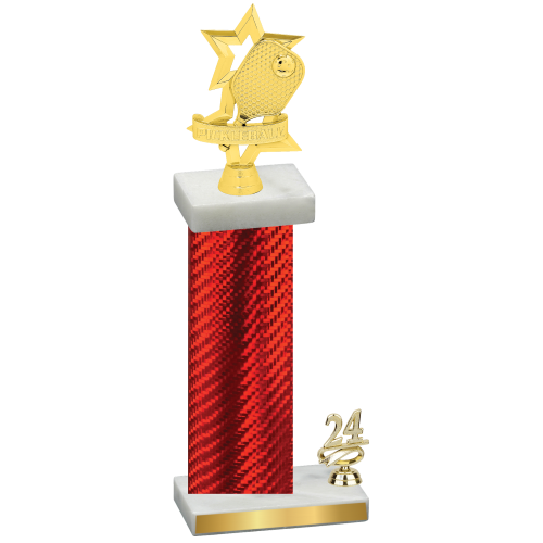 Accented Single Red Carbon Fiber Year Pickleball Trophy