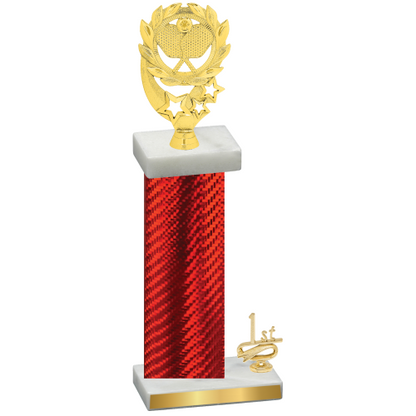 Accented Single Red Carbon Fiber First Place Pickleball Trophy