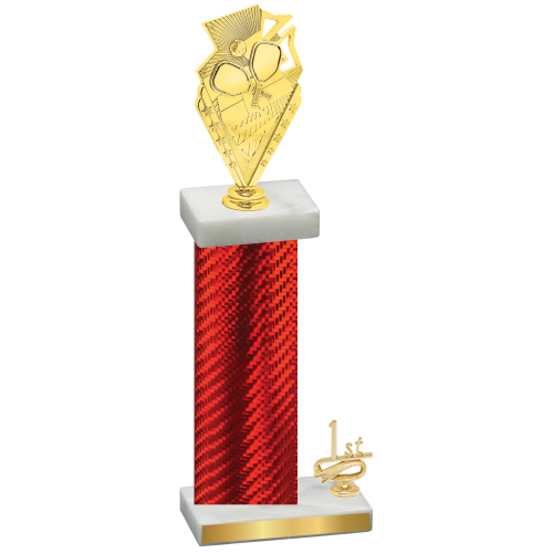 Accented Single Red Carbon Fiber First Place Pickleball Trophy