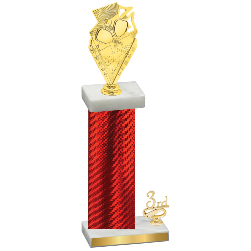 Accented Single Red Carbon Fiber Third Place Pickleball Trophy