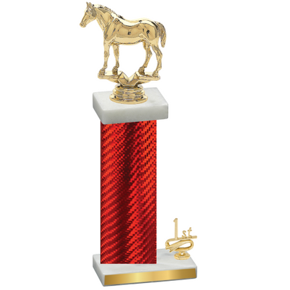 Accented Single Red Carbon Fiber First Place Horses Trophy