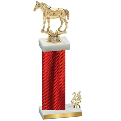 Accented Single Red Carbon Fiber Year Horses Trophy