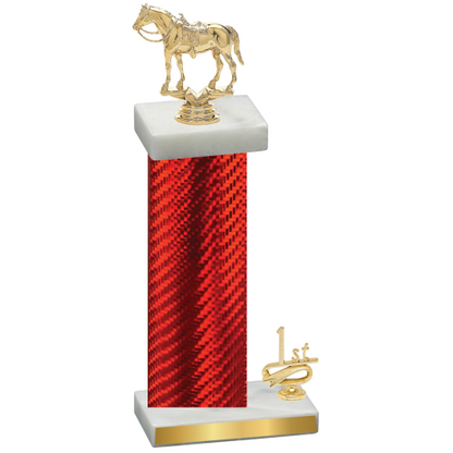 Accented Single Red Carbon Fiber First Place Horses Trophy