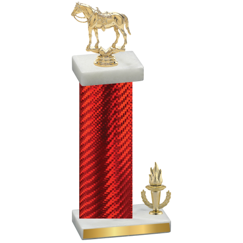 Accented Single Red Carbon Fiber Victory Horses Trophy